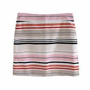LOFT Womens Size 6 Striped Skirt Stretch Pull On Pink Red Mini 17”